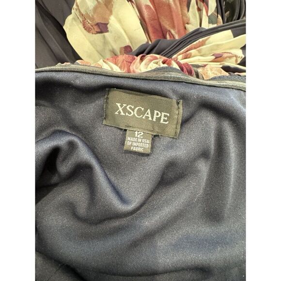 Xscape Off-Shoulder Floral Chiffon Dress in Navy Size 12 - Picture 5 of 5